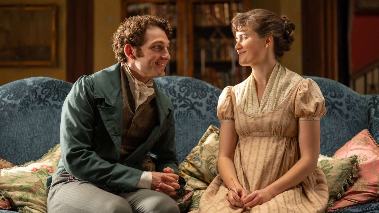 Ella Bruccoleri protrays Mary Bennet and Laurie Davidson as Mr. Ryder in the BritBox series "The Other Bennet Sister."
