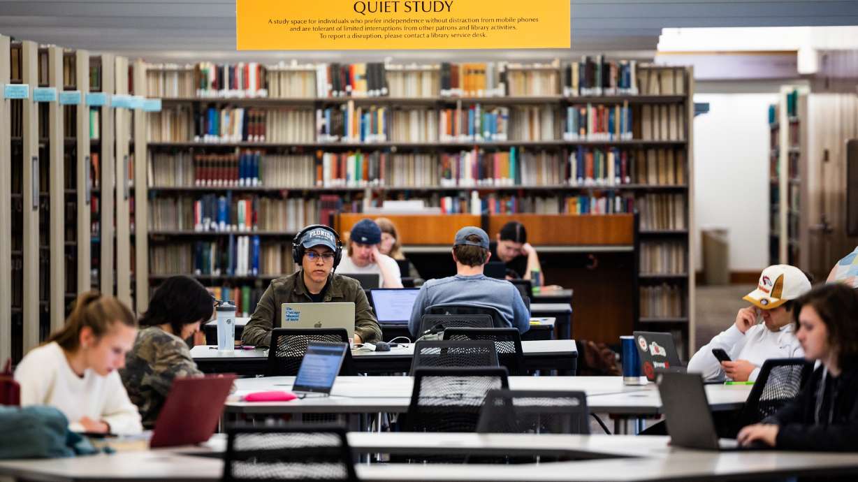 The J. Willard Marriott Library in Salt Lake City on April 1. The Utah System of Higher Education is set for a "reimagining" focused on bolstering collaboration, reducing competition, improving access and outcomes for students.