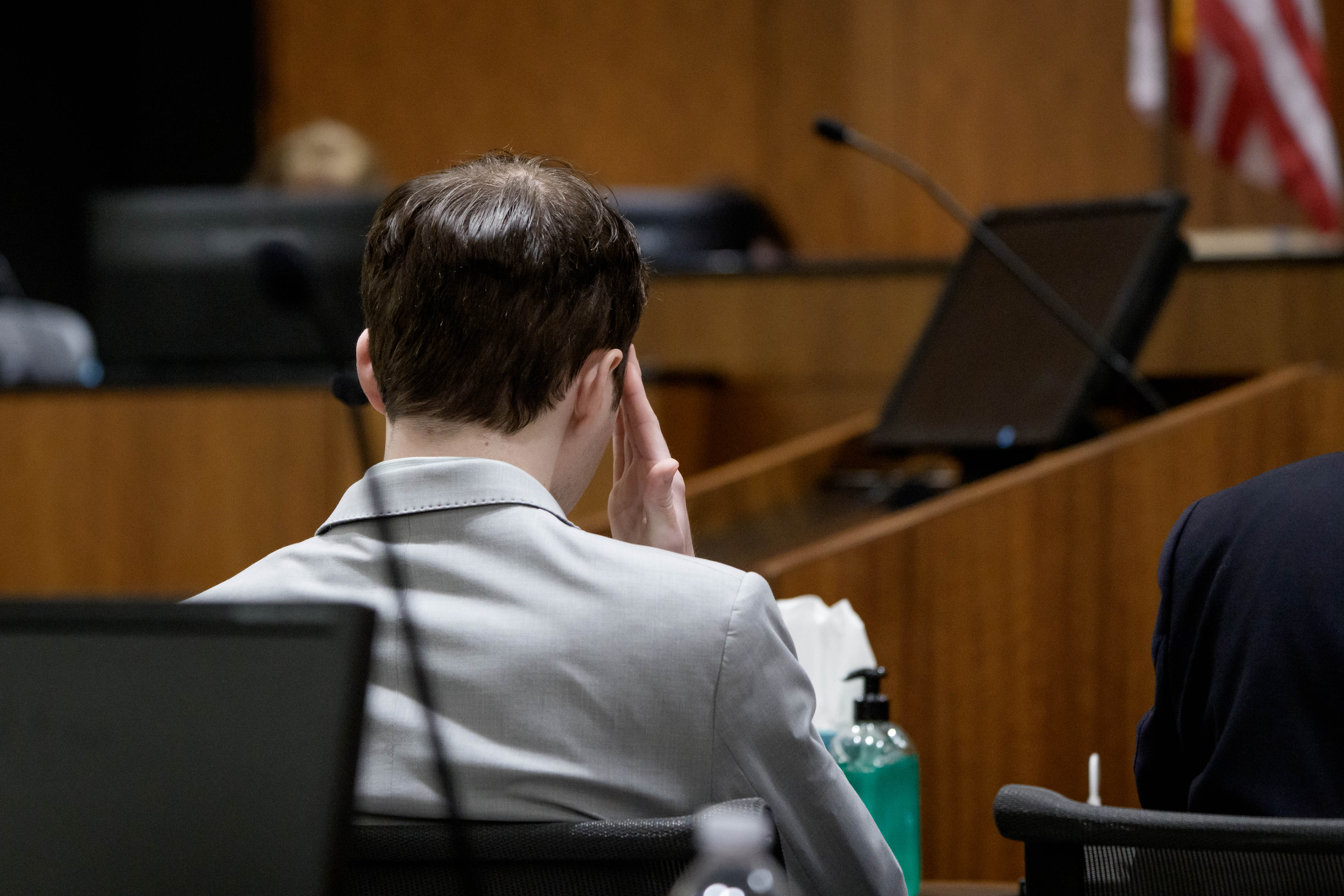 Tyler Robinson, accused in the fatal shooting of Charlie Kirk, listens during a preliminary hearing at Fourth District Court in Provo, Thursday. Kirk's widow, Erika, was present at the preliminary hearing.
