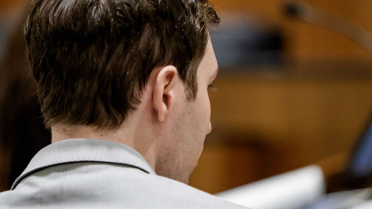 Tyler Robinson, who is accused in the fatal shooting of Charlie Kirk, listens during a preliminary hearing at the 4th District Courthouse in Provo, July 9.