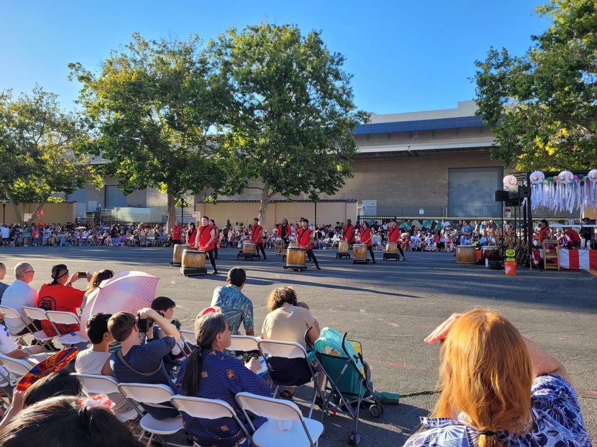 Members of the Ogden Buddhist Taiko Group perform at the 90th annual Japanese Obon Festival on Saturday.