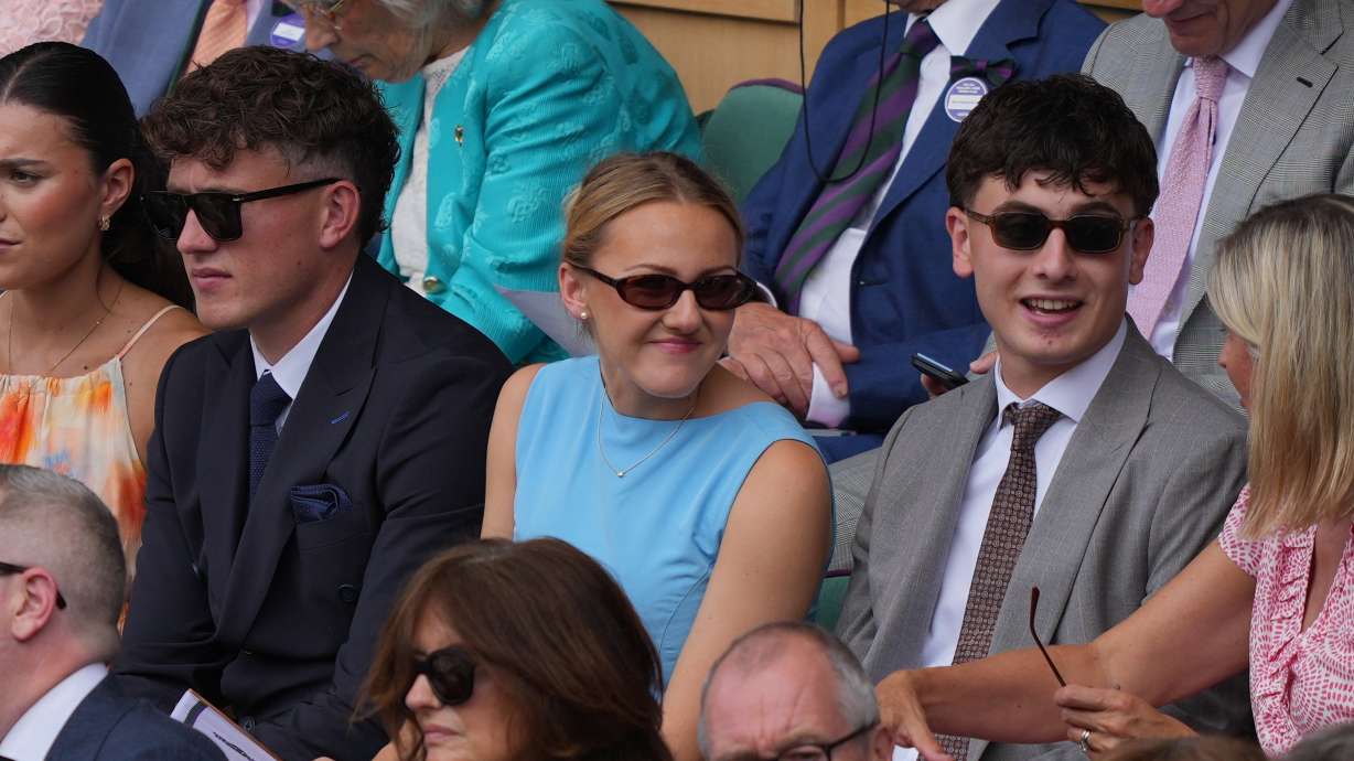 Adams brothers, Jordan and Cian, attend the royal box on day 12 of the Wimbledon Tennis Championships in London, Friday, July 10, 2026.