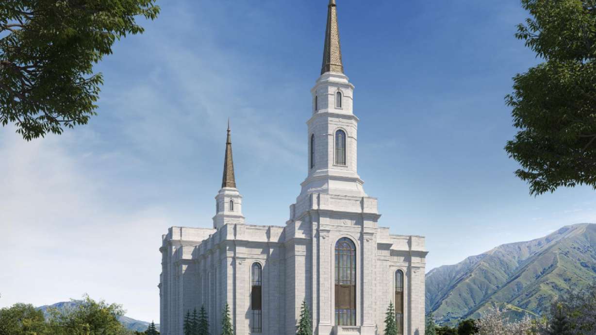 A rendering is released for the Spanish Fork Utah Temple, which was announced in April 2025.