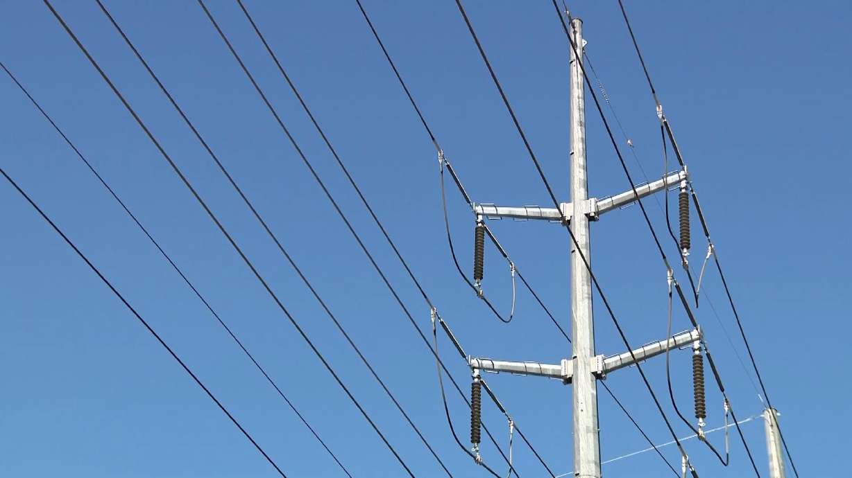 Power lines are pictured. Record-breaking temperatures put both residents and power infrastructure under strain, contributing to outages that left an estimated 13,000 people without electricity on Sunday.