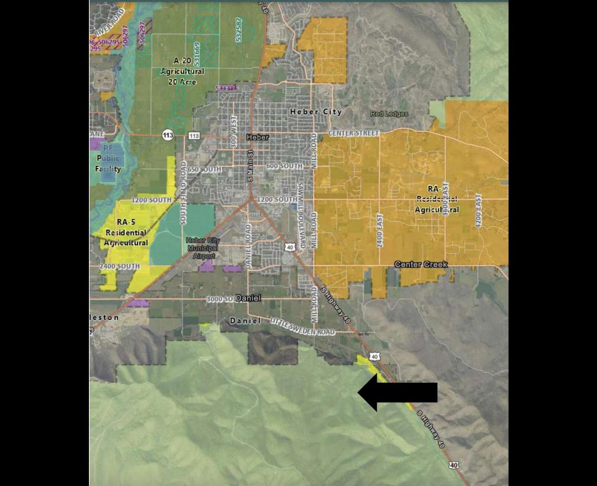 A map pointing to the site where Maverick Rock is expanding its mine into Daniels Canyon. The Wasatch County Council was in litigation with the company after trying to prevent the mine from expanding.