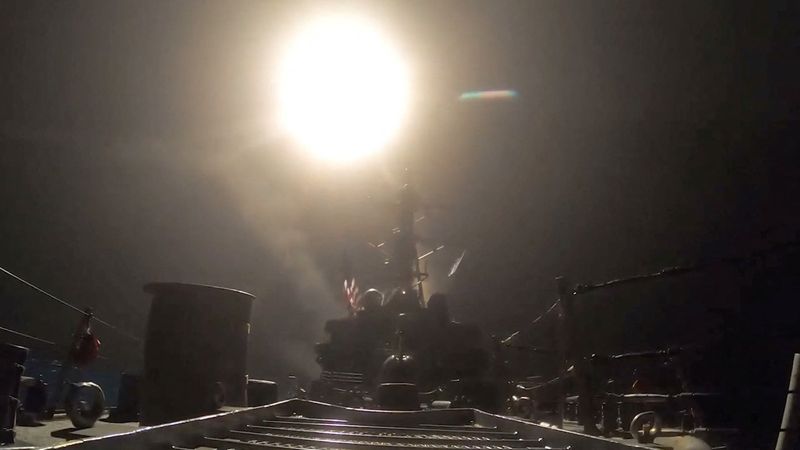 A munition is launched at an unknown location, during what U.S. Central Command says are strikes on Iran, in this screen grab taken from a handout video released on Wednesday. Both the U.S. and Iran launched strikes on infrastructure on Friday.