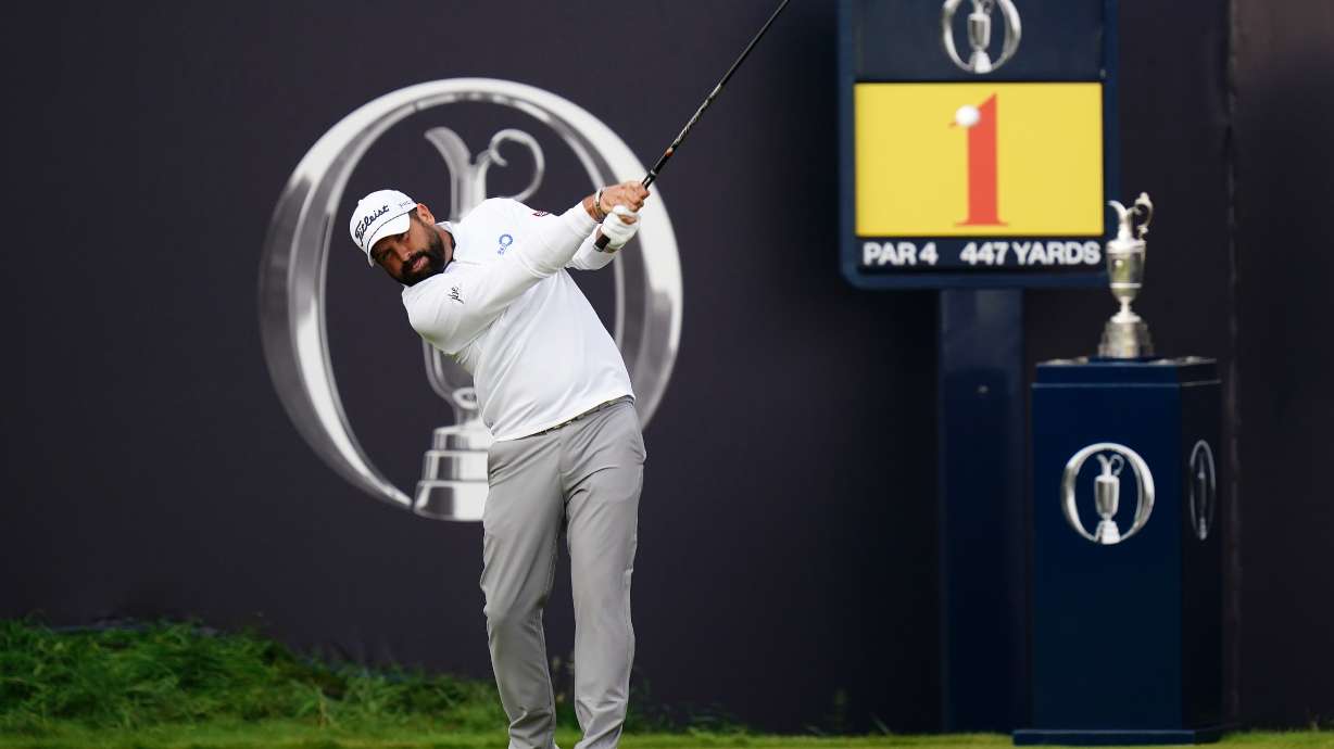 Matthew Baldwin of England tees off the 1st during day one of The 154th Open Championship at Royal Birkdale in Southport, England, Thursday July 16, 2026.