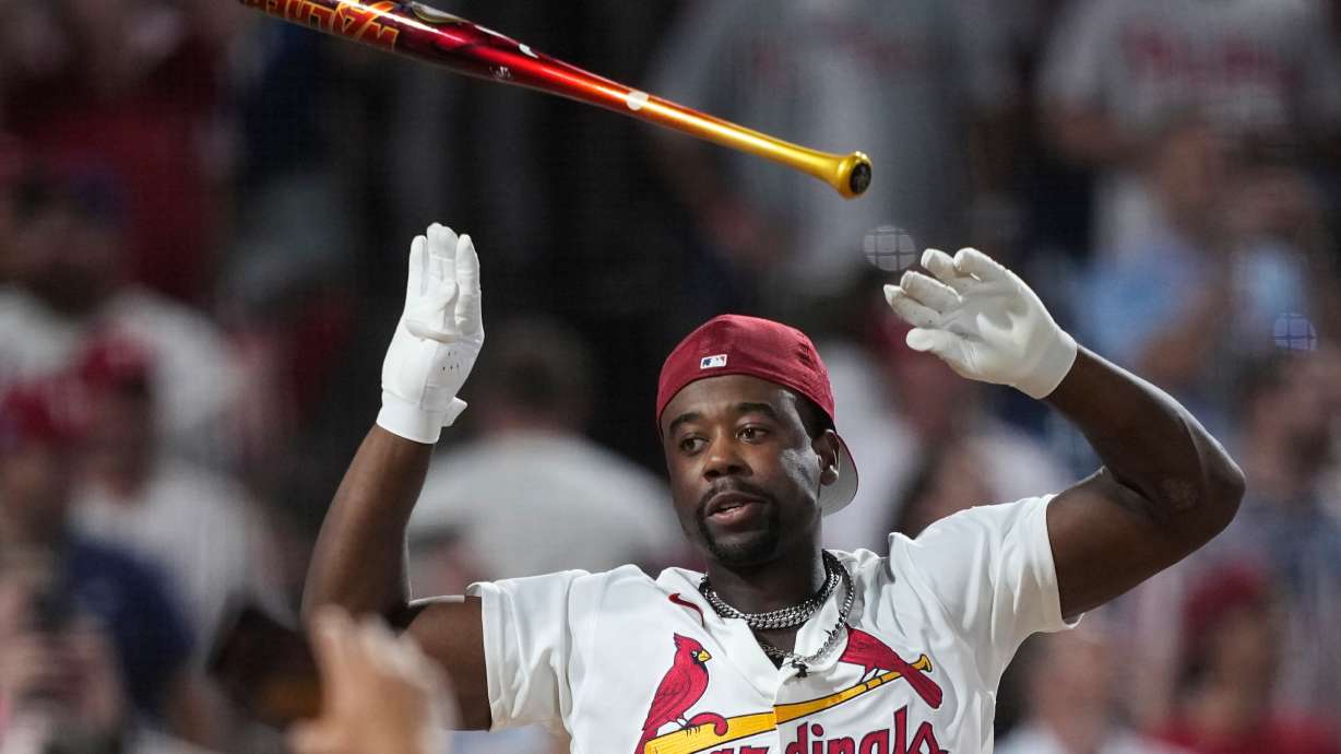 St. Louis Cardinals' Jordan Walker tosses the bat as he wins the MLB baseball All-Star Home Run Derby, Monday, July 13, 2026, in Philadelphia.
