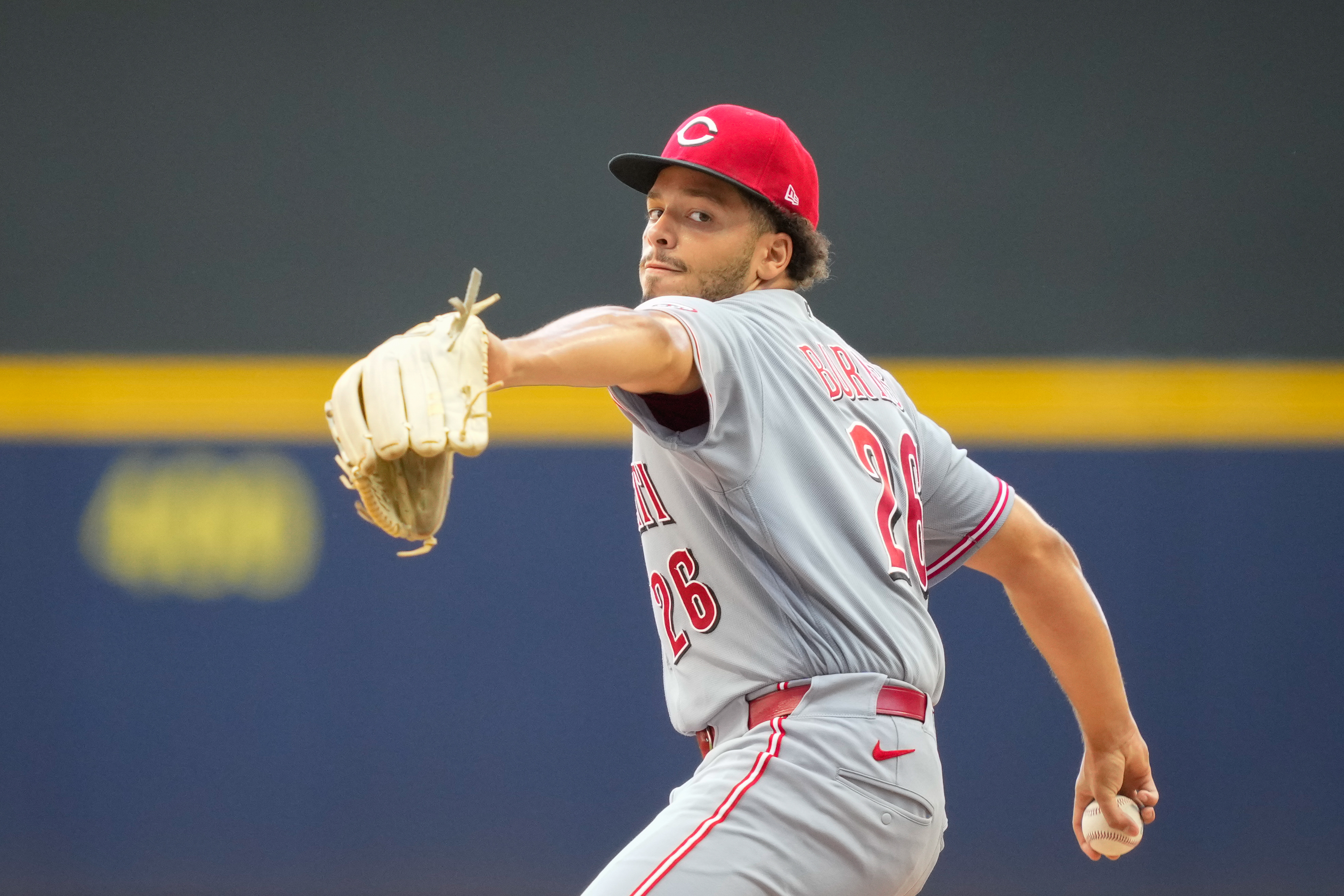 Cincinnati Reds pitcher Chase Burns throws during the fifth inning of a baseball game against the Milwaukee Brewers Thursday, July 2, 2026, in Milwaukee. 