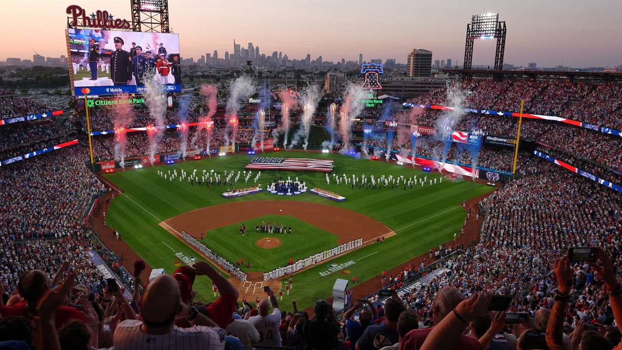 Singer Patti LaBelle performs the national anthem ahead of the MLB baseball All-Star Game between the American League and National League, Tuesday, July 14, 2026, in Philadelphia.