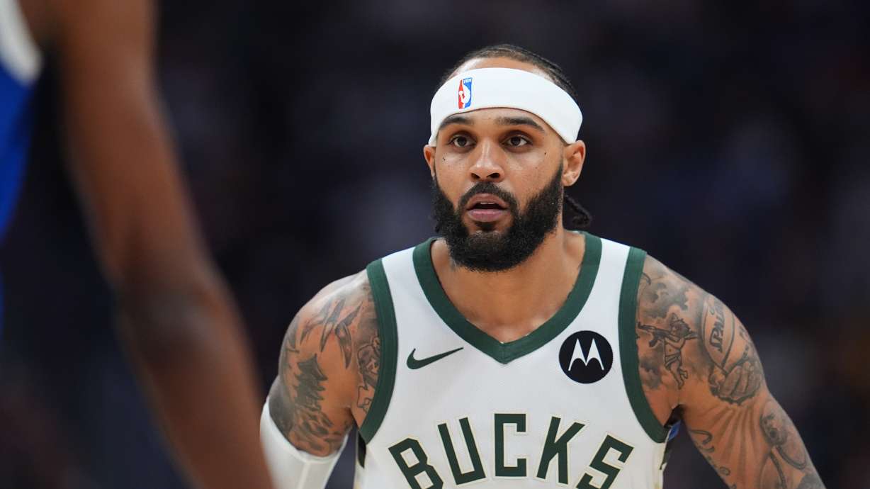 FILE - Milwaukee Bucks guard Gary Trent Jr. (5) plays in the first half of an NBA basketball game Jan. 11, 2026, in Denver.