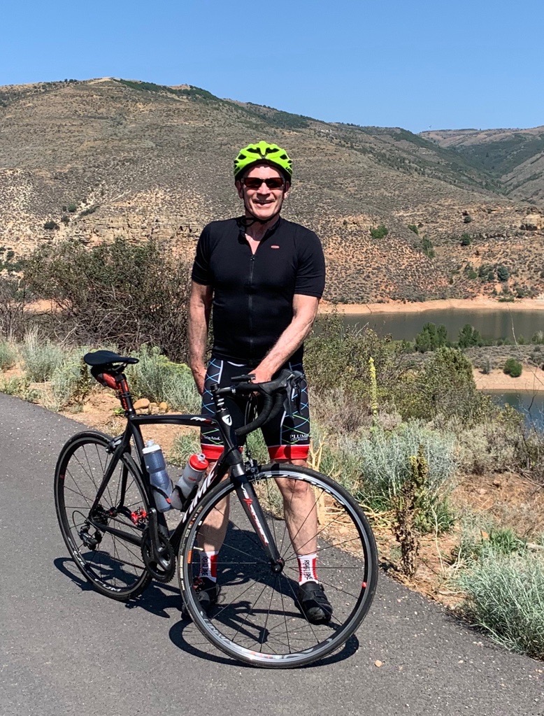 Brett Parkinson is pictured with his bike.