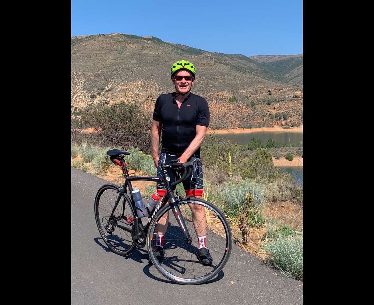 Brett Parkinson is pictured with his bike.