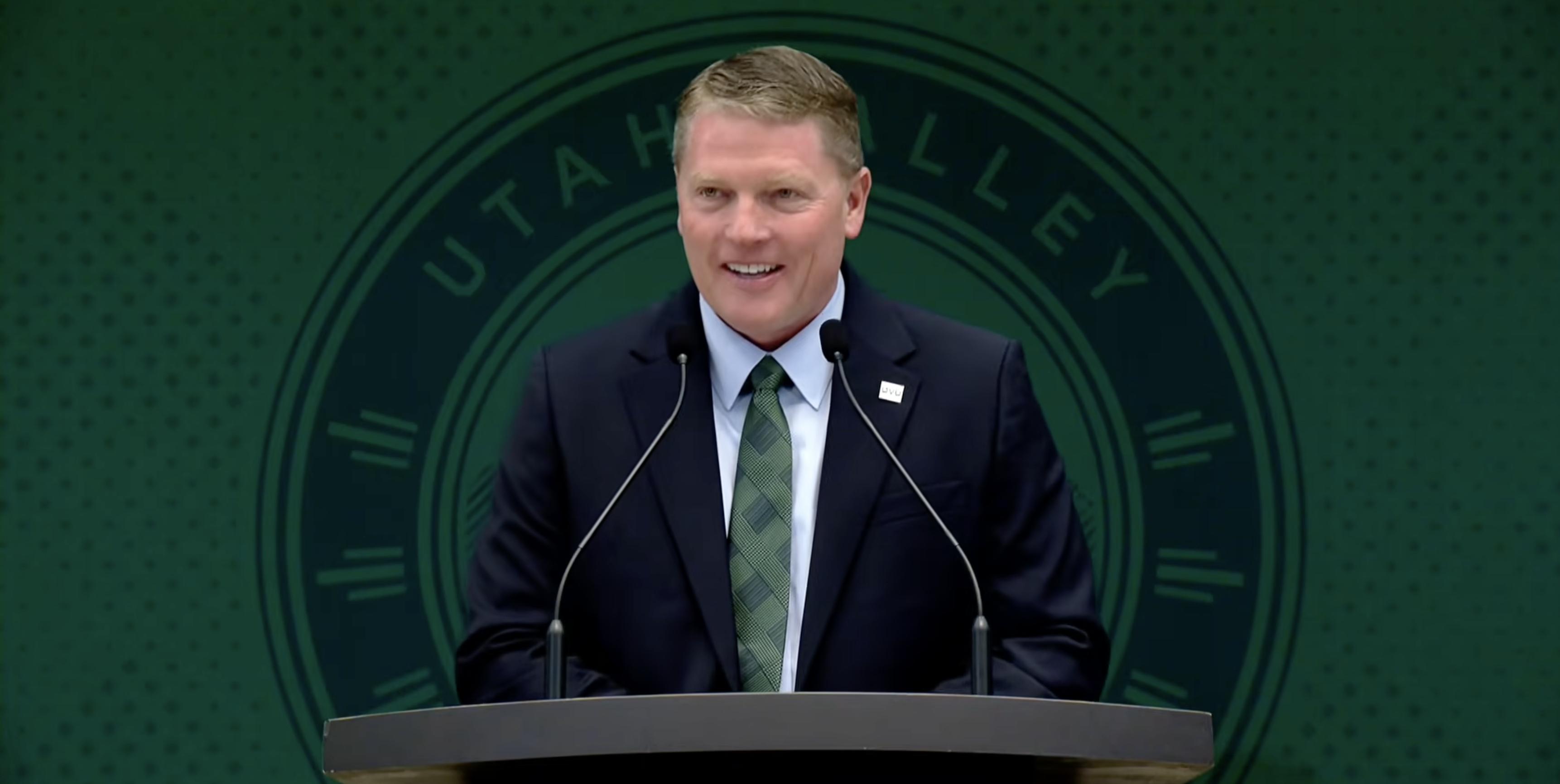 Jon Anderson speaks after being named as Utah Valley University's next president on Friday. The Utah Board of Higher Education on Friday voted unanimously to appoint Anderson.