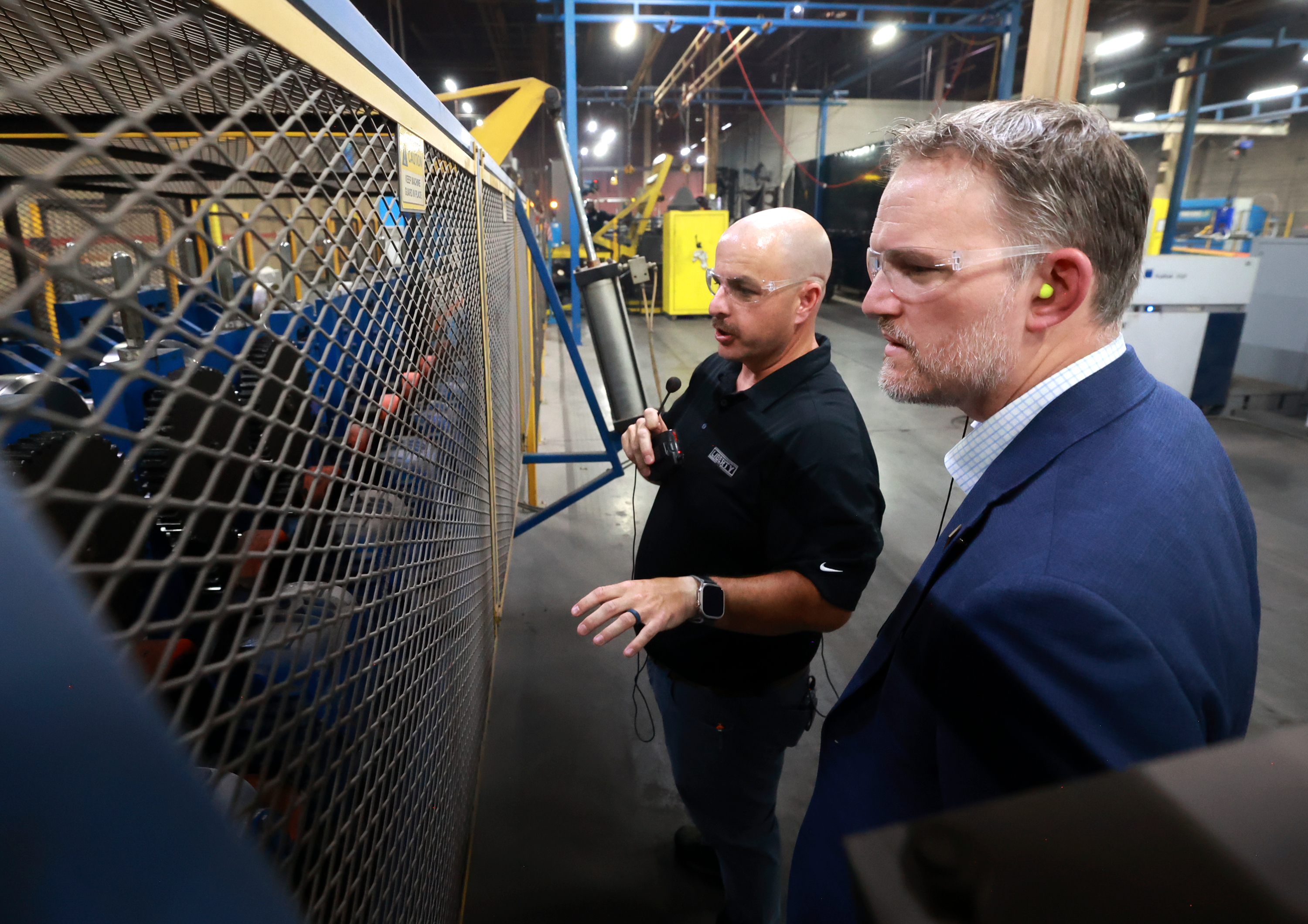 Trade Representative Jamieson Greer tours Liberty Safe with Trevor Clements, Liberty Safe COO, in Payson on Thursday. Greer said the key to implementing the Trump administration's economic vision is to beat the clock.