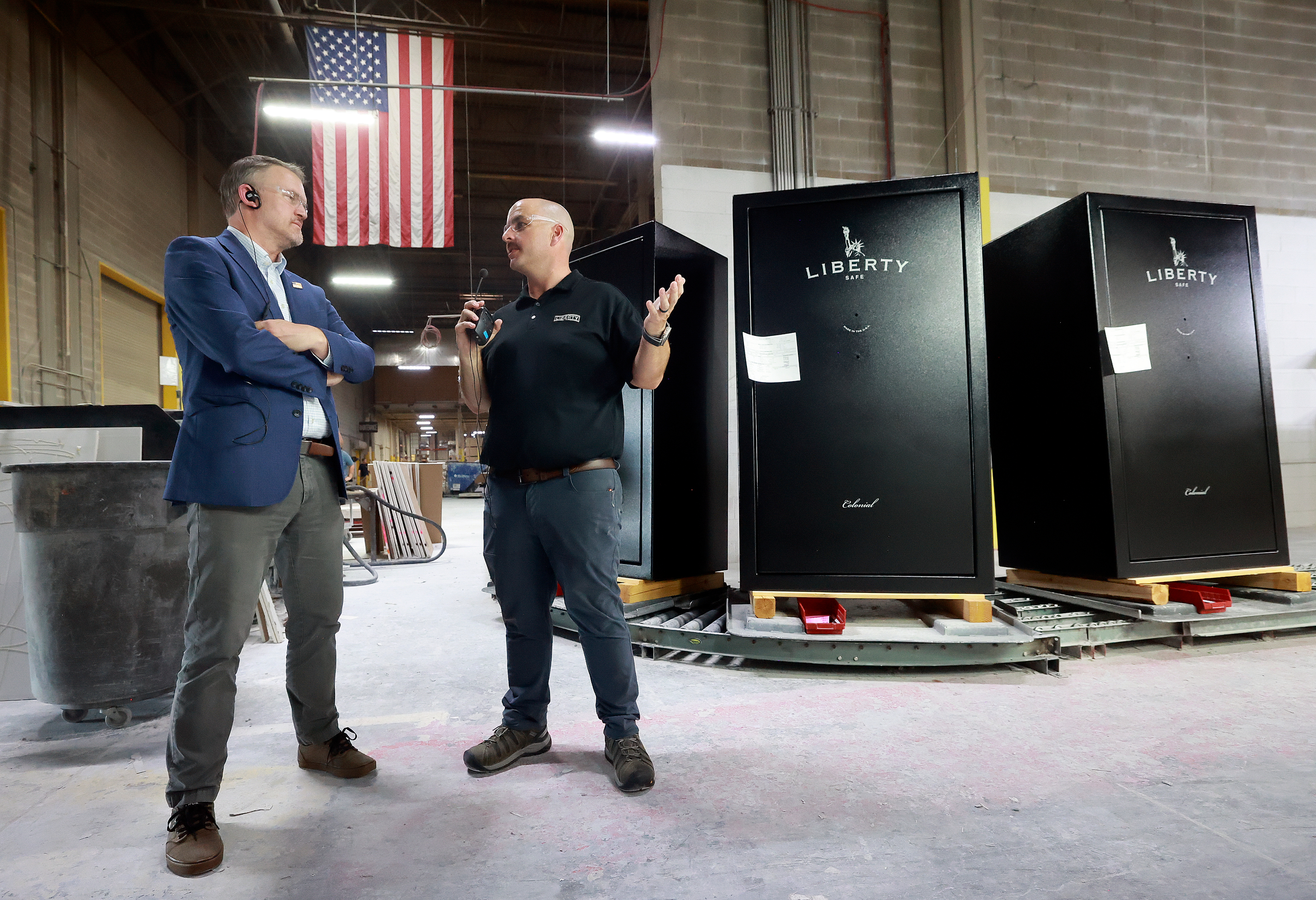 Trade Representative Jamieson Greer tours Liberty Safe with Trevor Clements, Liberty Safe COO, in Payson on Thursday. While it's been a wild ride economically already, Greer said to expect more of the same.