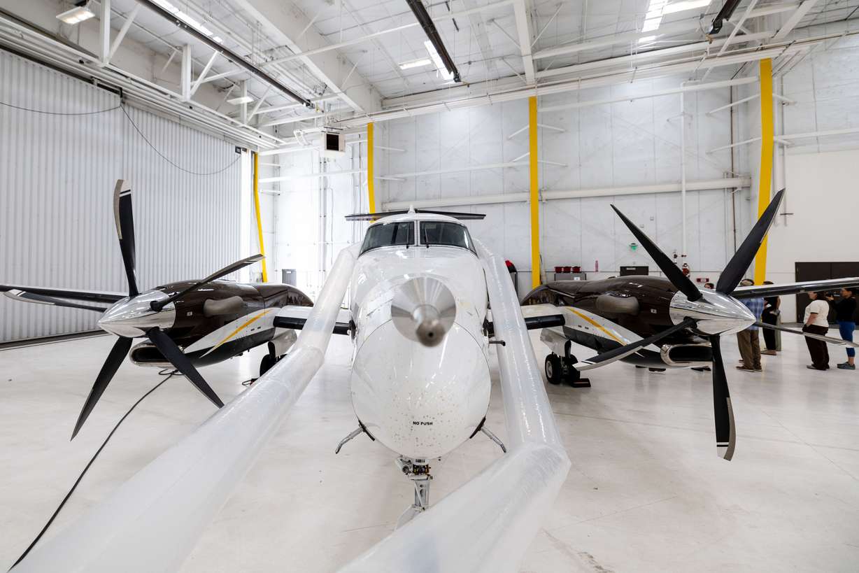 The University of Wyoming King Air airborne research aircraft on Friday. The aircraft will be flying over the Salt Lake Valley twice over the next six weeks measuring summer ozone.