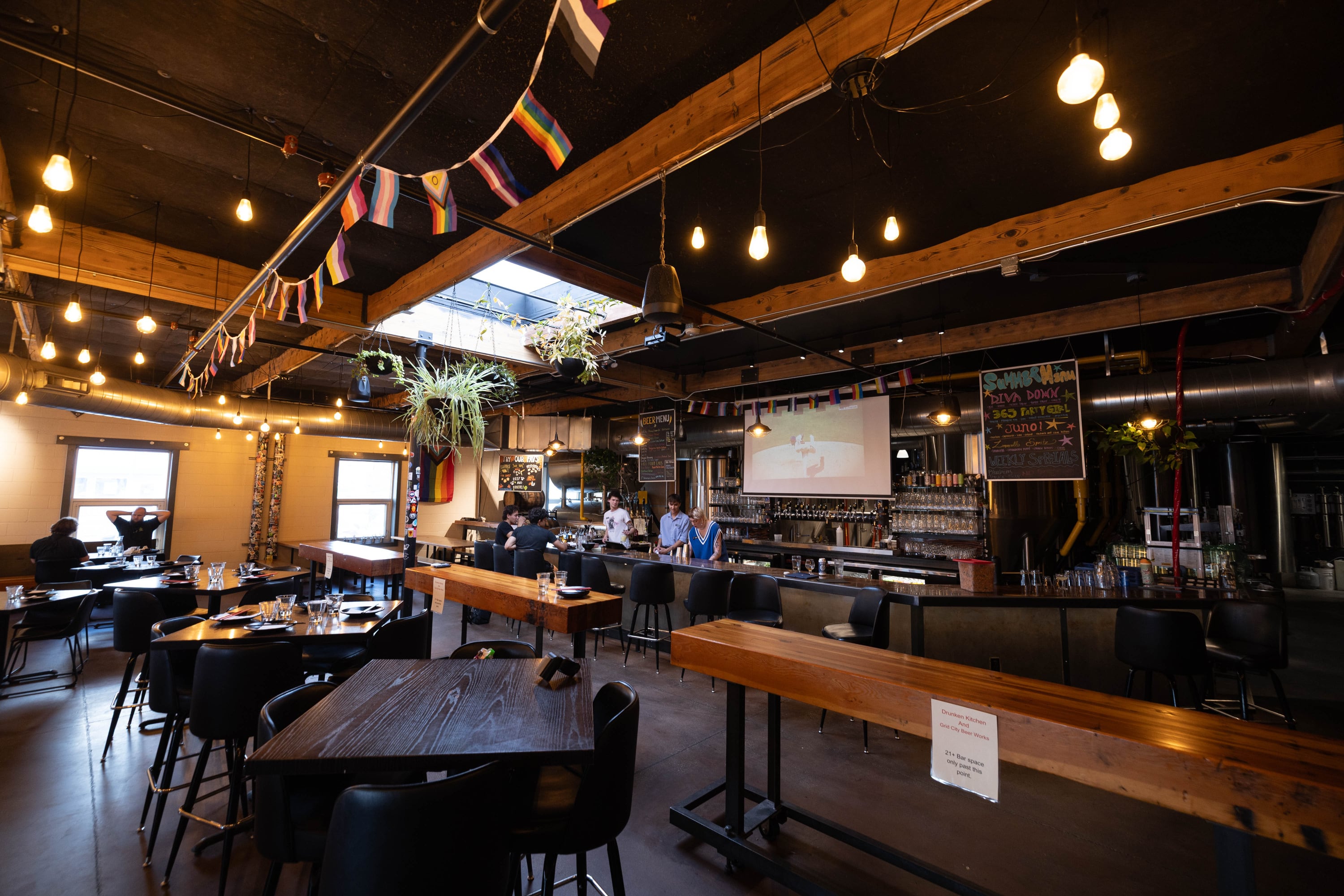 Customers begin to file into Drunken Kitchen in Salt Lake City on Tuesday.