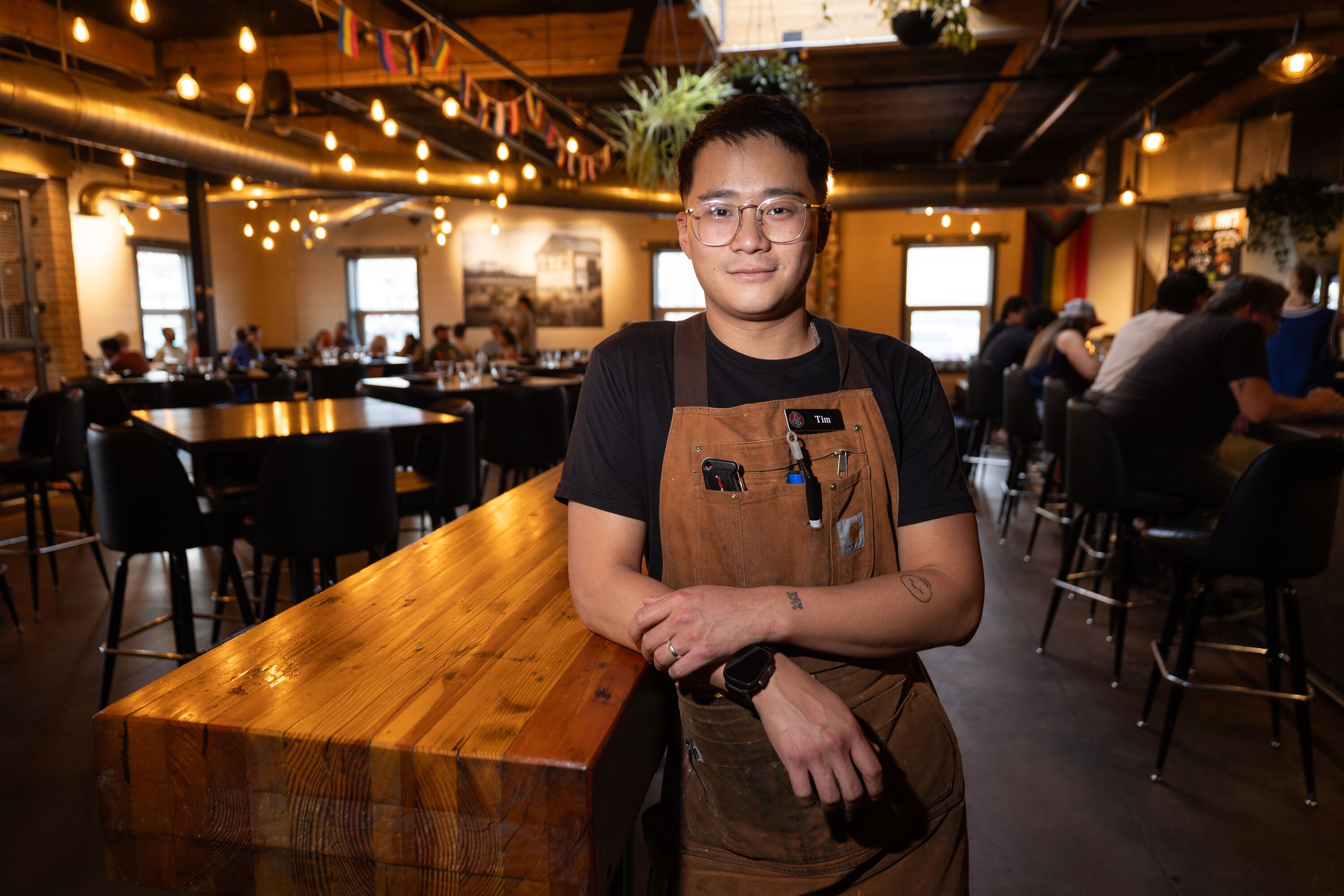 Drunken Kitchen owner and chef Tim Rammell poses for a photo at the restaurant in Salt Lake City on Tuesday.
