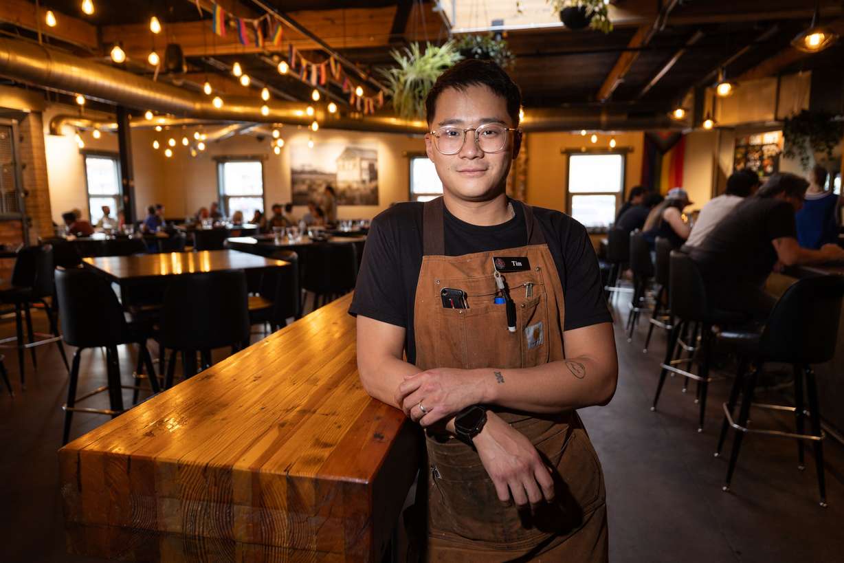 Drunken Kitchen owner and chef Tim Rammell poses for a photo at the restaurant in Salt Lake City on Tuesday.
