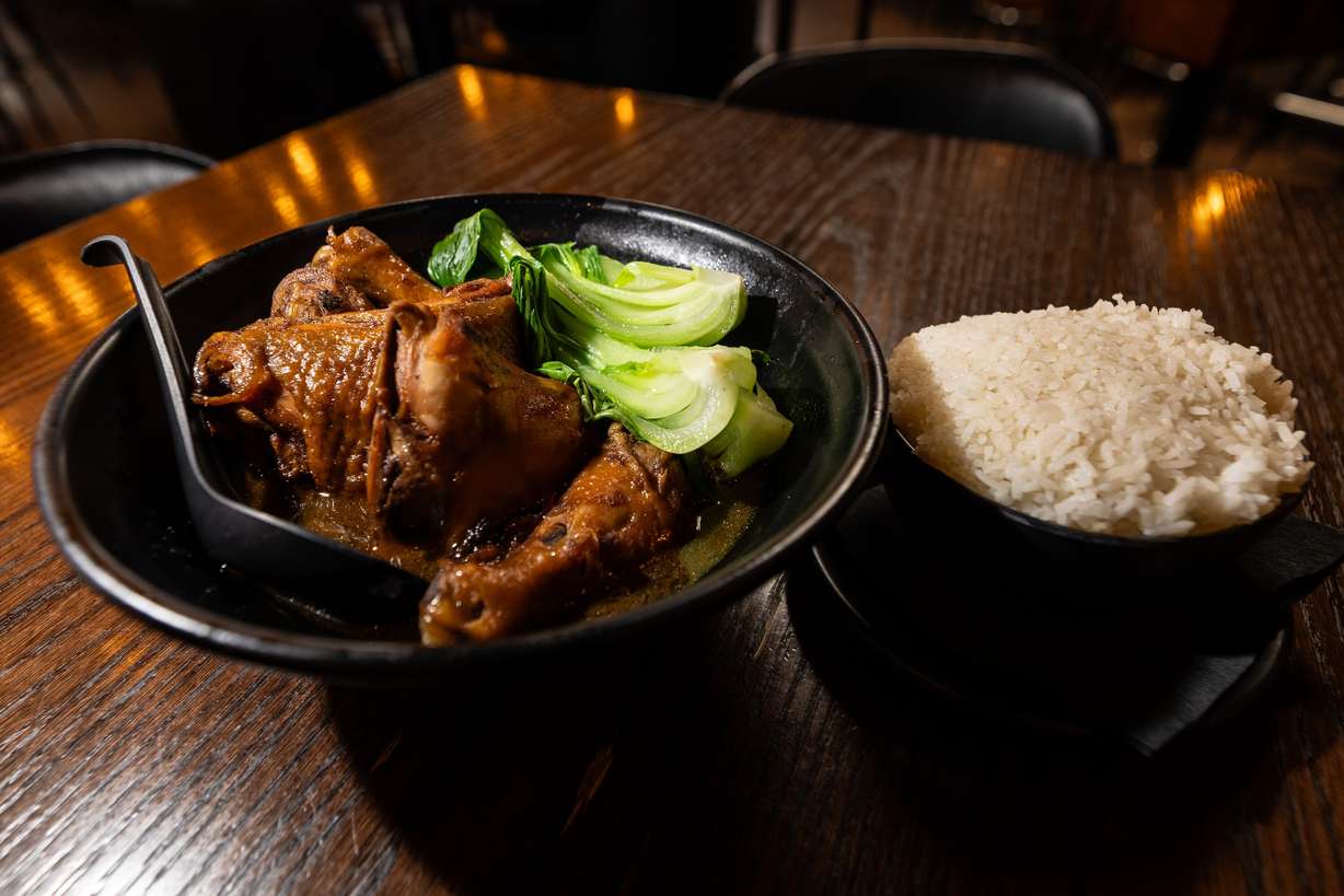 Three cup chicken is displayed at Drunken Kitchen in Salt Lake City on Tuesday.