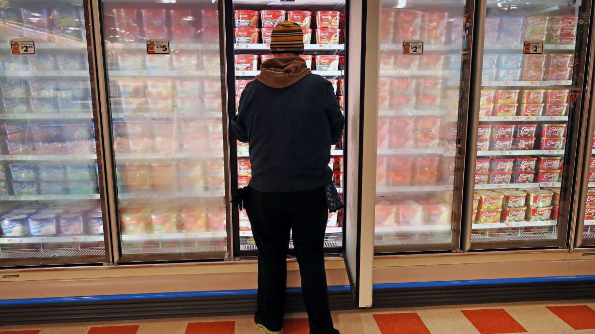 Ice Cream freezer aisle at grocery store