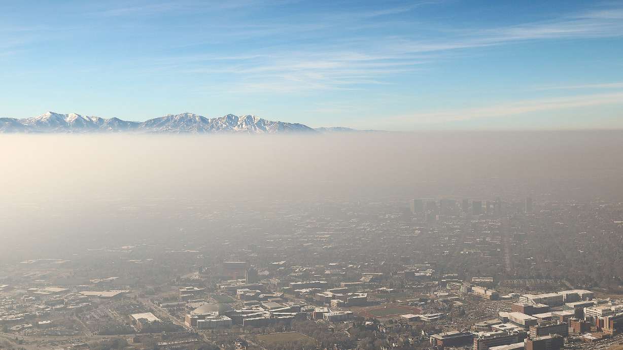 Smog blankets downtown Salt Lake City and the Salt Lake Valley during an inversion on Jan. 12. A new University of Utah study found a link between preterm births and air pollution in Utah.