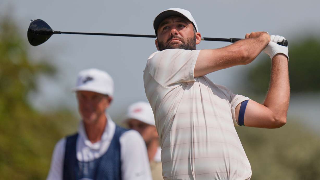 Scottie Scheffler of the United Statesplays off the 2nd tee during the final day of the British Open Golf championships at Royal Birkdale golf club, in Southport, England, Sunday, July 19, 2026.