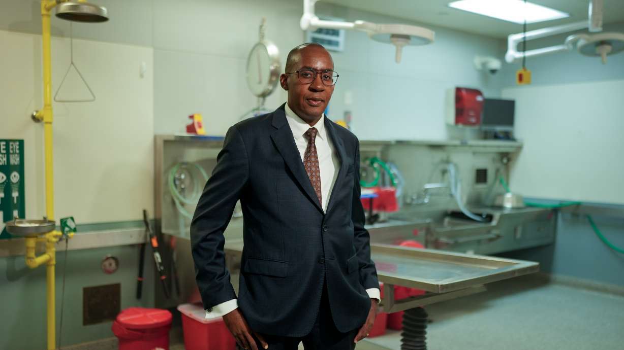 Los Angeles County medical examiner, Dr. Odey Ukpo, poses for a portrait on June 16, in Los Angeles.