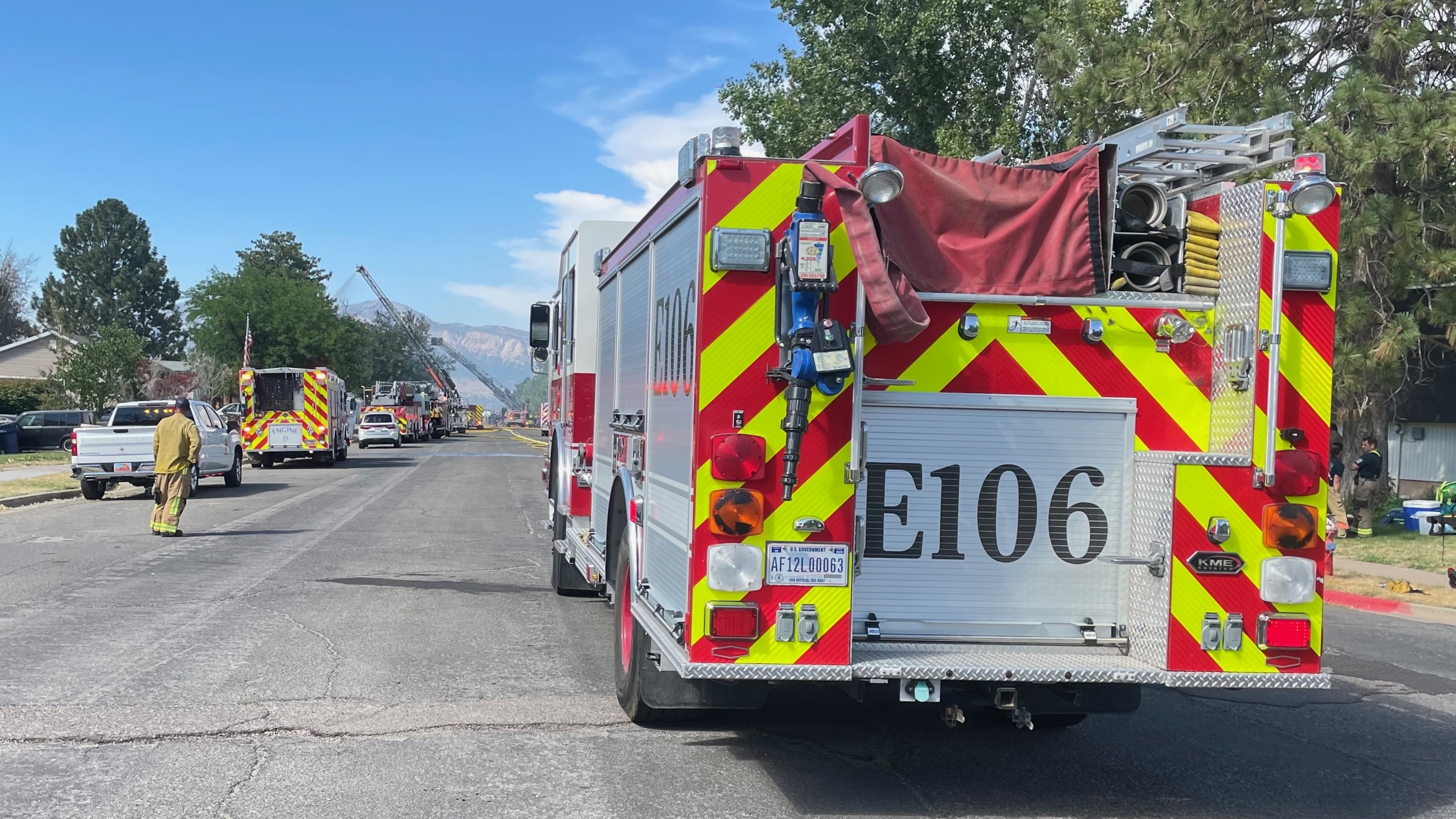 A fire in Roy on Monday in a residential area around 4300 South and 2675 West destroyed three homes, officials said. The area near the fire site on 2675 West is pictured.
