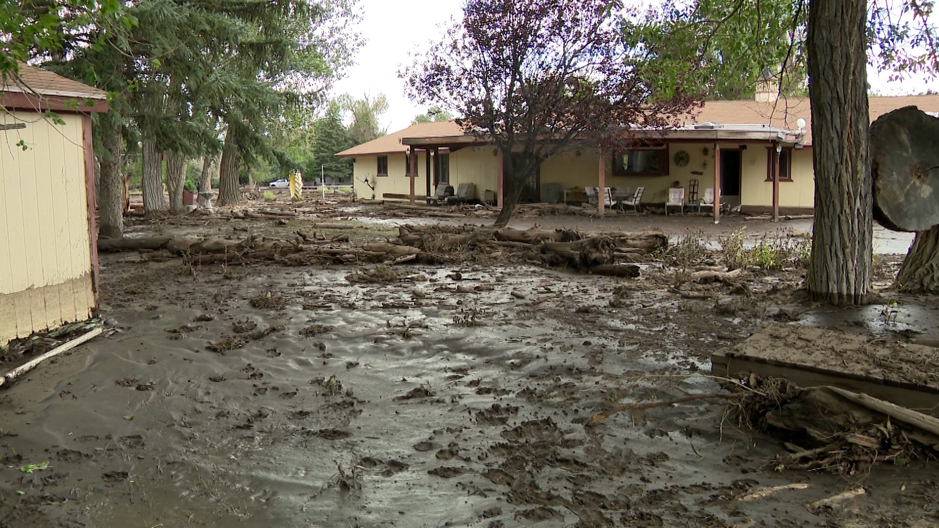 Colton Brauer's property in Beaver is pictured on Monday after severe flooding.