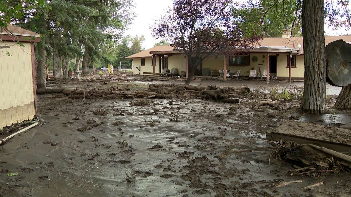 Colton Brauer's property in Beaver is pictured on Monday after severe flooding.