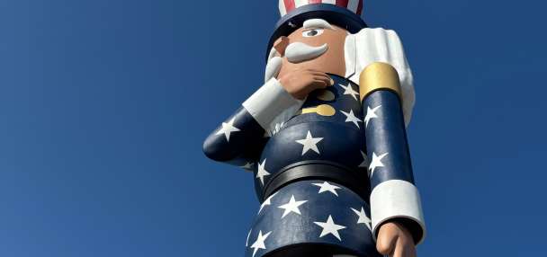 A Minnesota town now boasts the world's tallest nutcracker. Its pieces were crafted in Utah