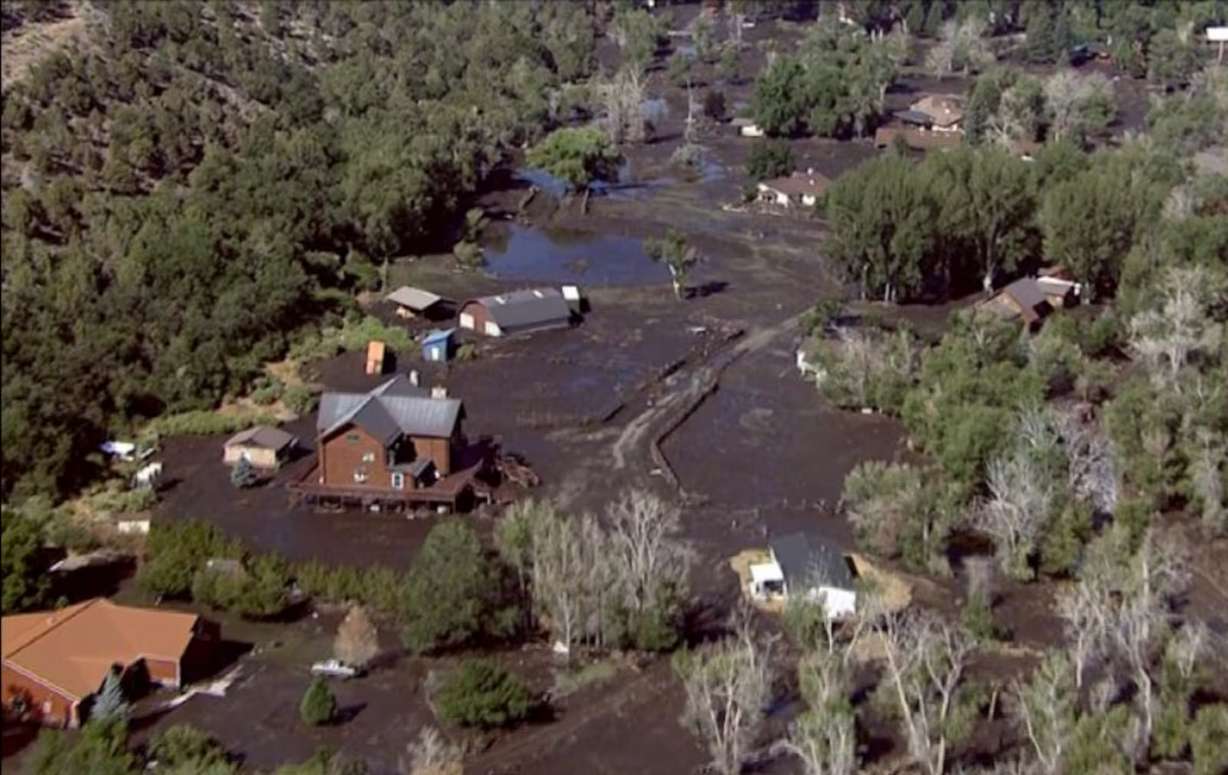 Mud surrounds houses in Beaver on Monday.