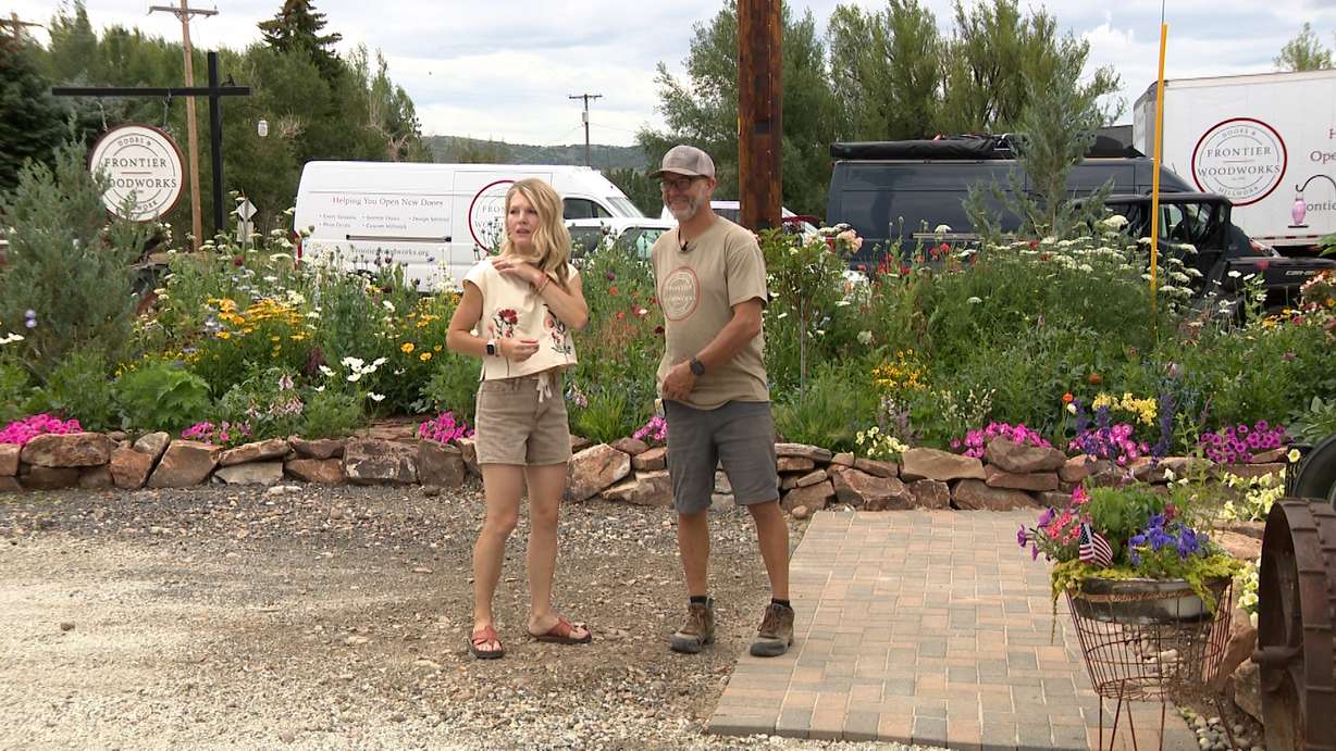 Raychel and Dusty Hatch outside their family business in Francis on Wednesday.