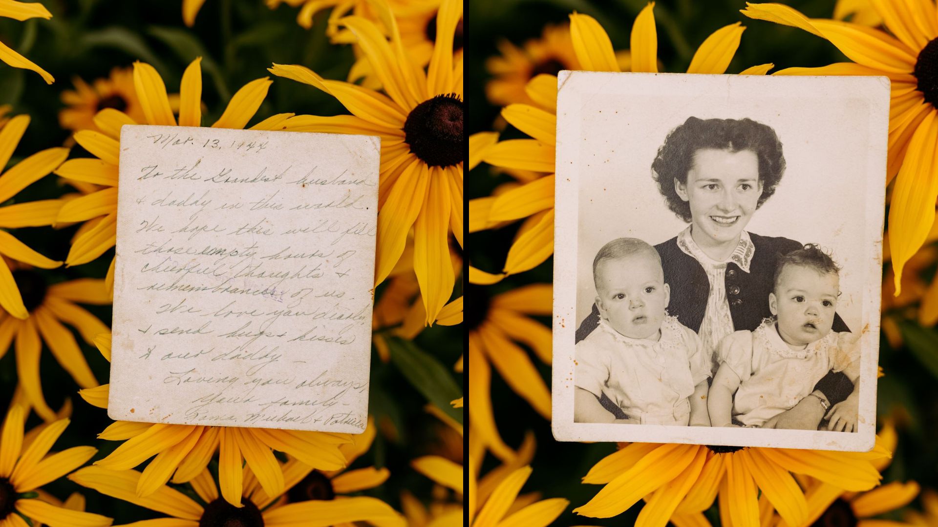 A 1944 photo of Rama, Michael and Patricia Lee. On the back of the photo was a love letter to Lt. William Earl Lee.