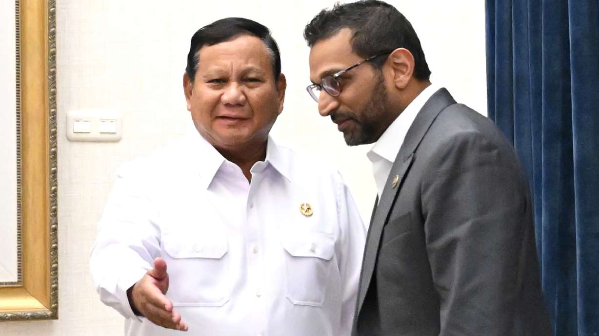 Indonesian President Prabowo Subianto talks with FBI Director Kash Patel during their meeting in Jakarta, Indonesia, Wednesday. Subianto received cultural artifacts that were illegally taken to the U.S., officials said Thursday.