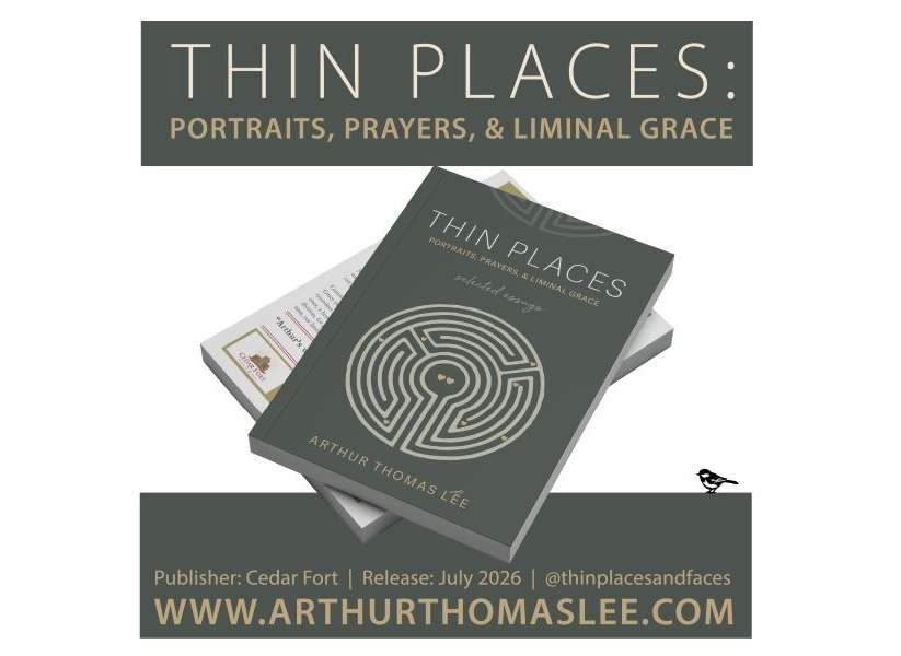 The cover of Arthur Lee's new book, "Thin Places," as seen Thursday. The book is a collection of 70 personal essays from Lee.