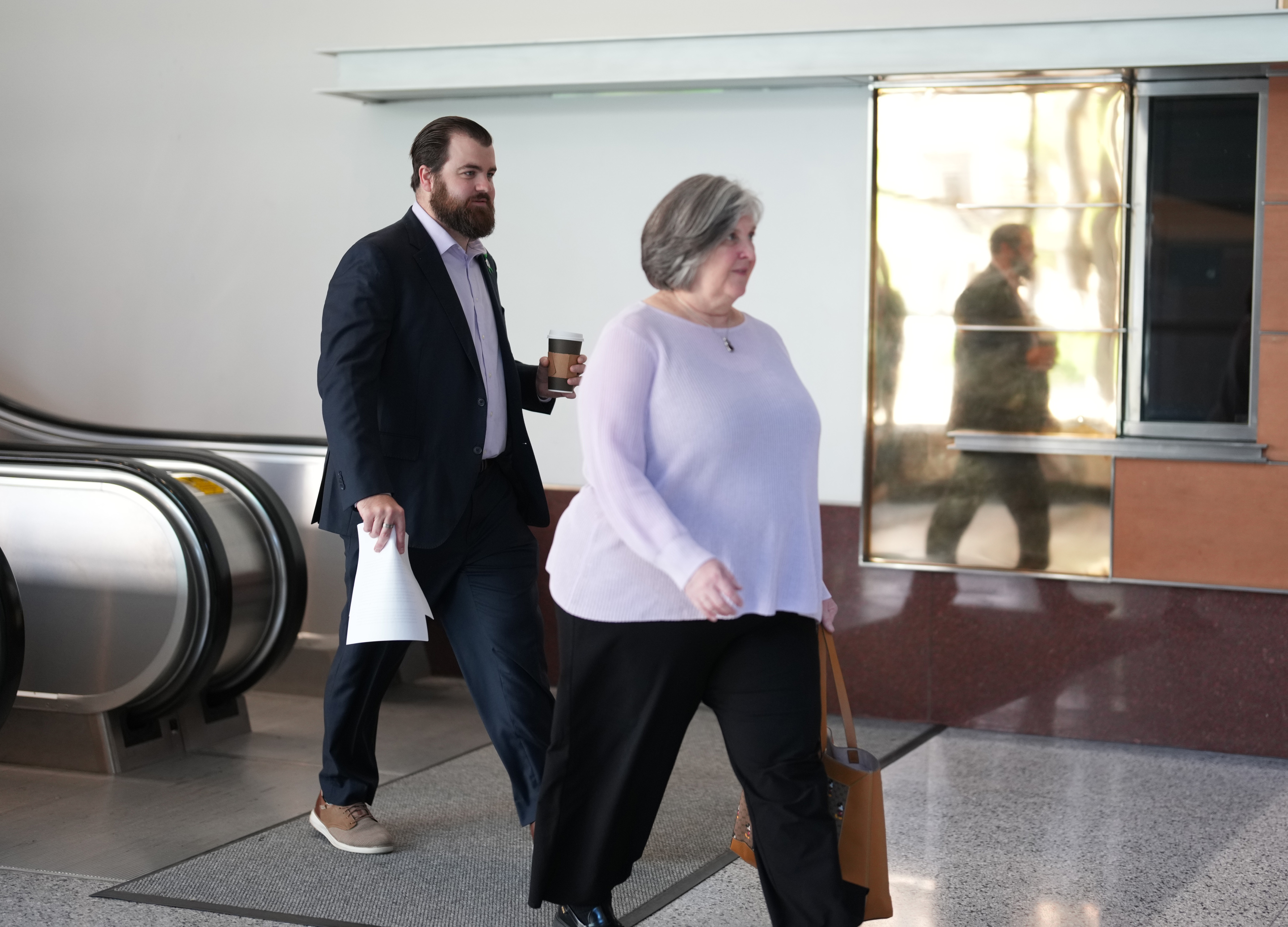 Colin Hortman, son of Mark and Melissa Hortman, walks into the lobby of the Diana E. Murphy United States Courthouse before a sentencing hearing for Vance Boelter in Minneapolis, on Thursday. The Hortman family spoke about the trauma of the attacks.
