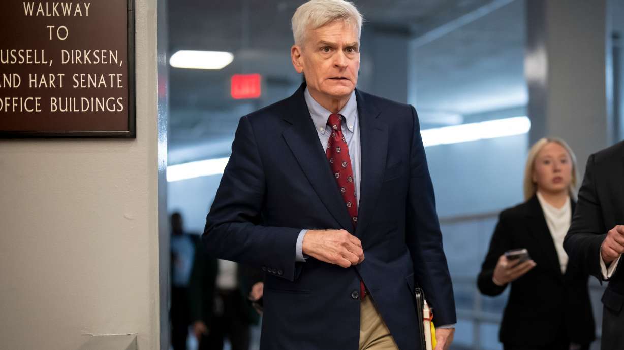 Sen. Bill Cassidy, R-La., heads to a closed-door Republican policy meeting at the Capitol in Washington, June 16. Cassidy said Friday he will vote to confirm Todd Blanche as attorney general.