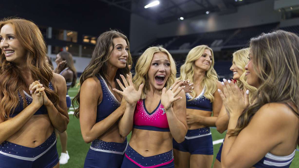 Savanna Dastrup reacts when she realizes she made the 2026-2027 team of the Dallas Cowboys Cheerleaders. Dastrup has dreamed for years of becoming a Dallas Cowboys Cheerleader.
