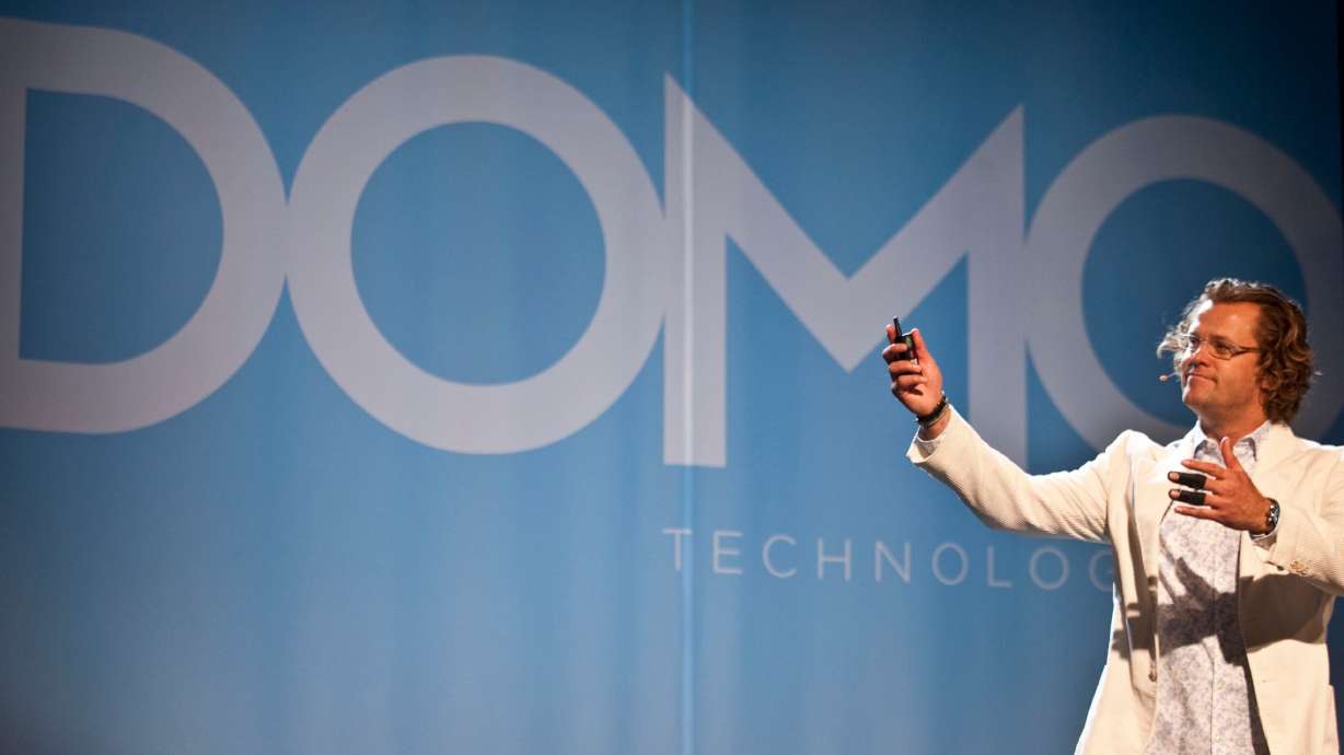 Josh James, founder of Omniture, unveils his newest business information venture, Domo, at the launch event at the Grand America Hotel on July 13, 2011. Domo announced it has struck a deal to be acquired by Progress Software Corporation for $400 million.