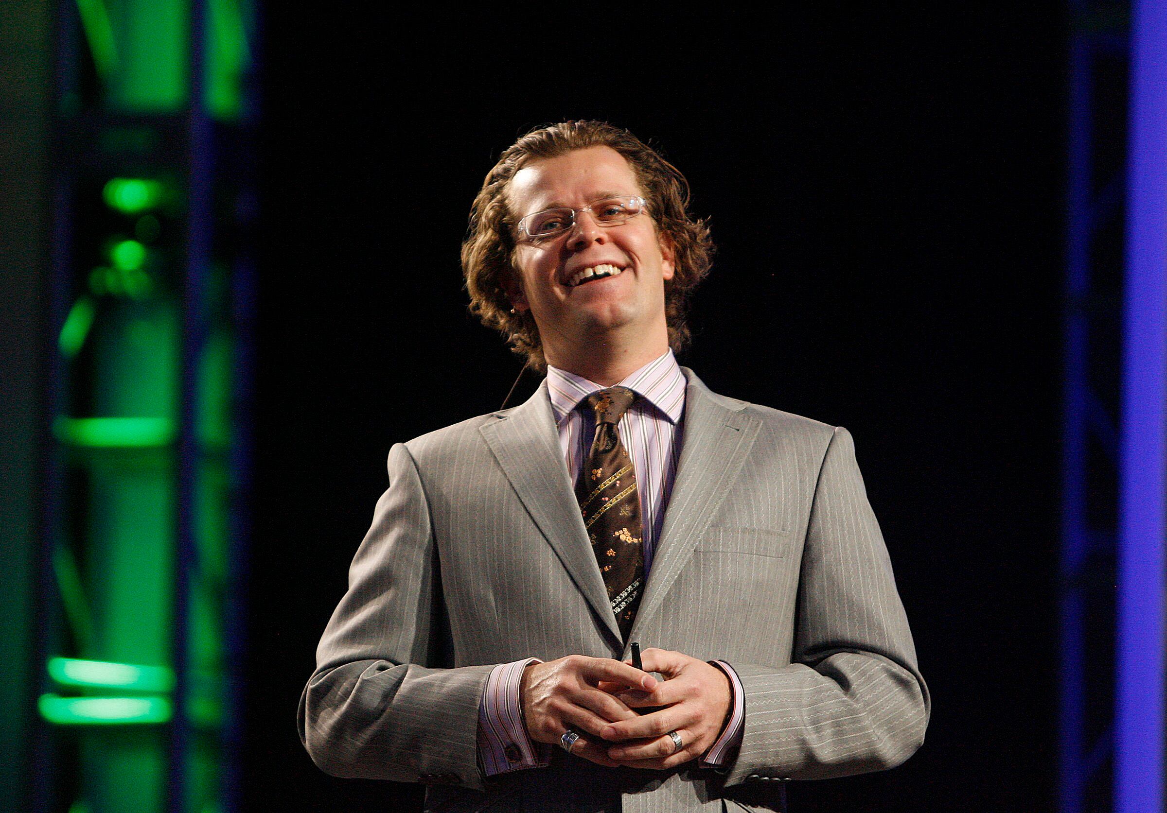 Josh James, the CEO and Co-Founder of Omniture, speaks at the Omniture Summit at the Grand America Hotel in Salt Lake City on March 3, 2010.