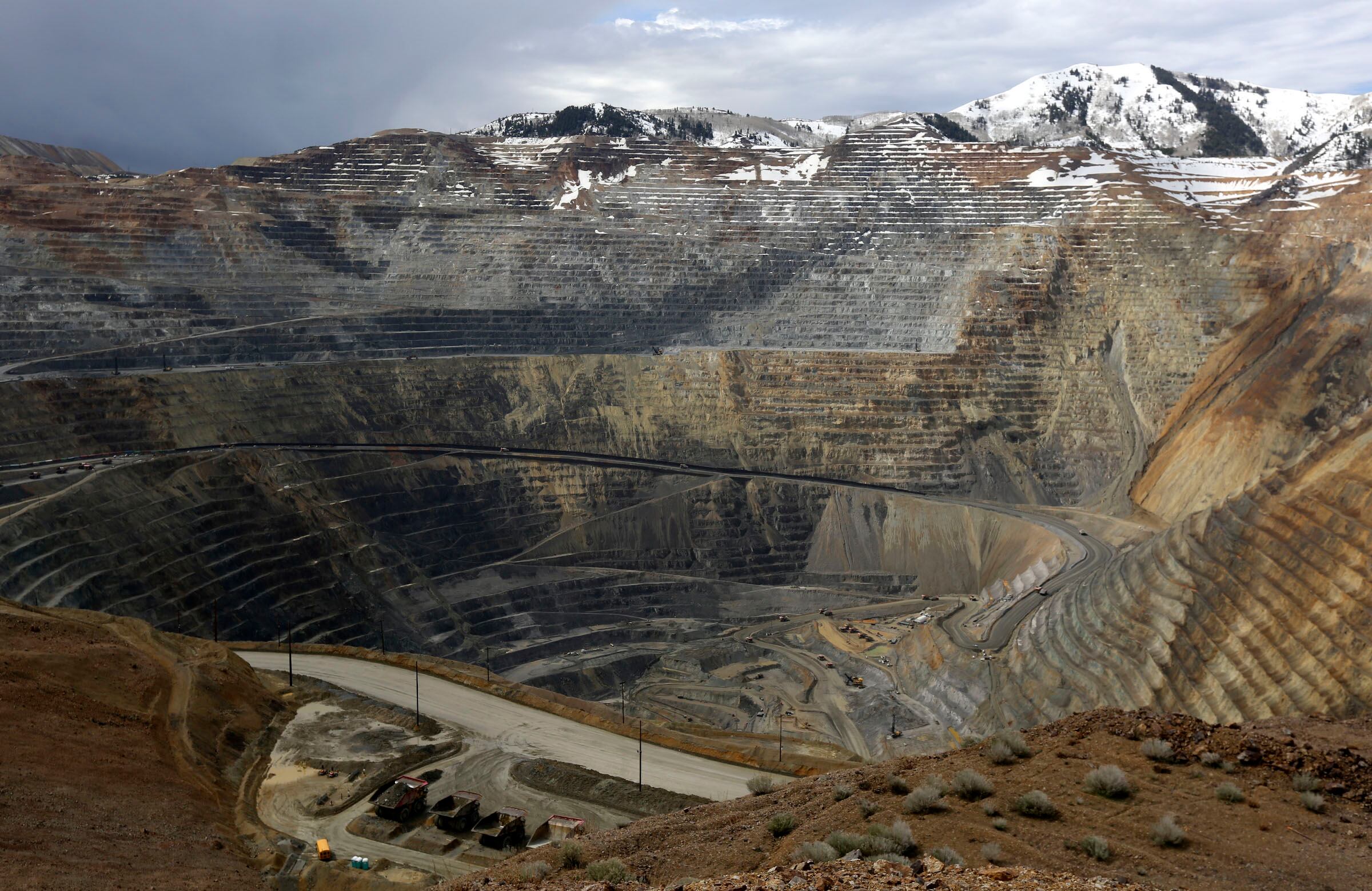 The Bingham Canyon Mine is seen from the overlook at the new Rio Tinto Kennecott Visitor Experience on April 26, 2019.