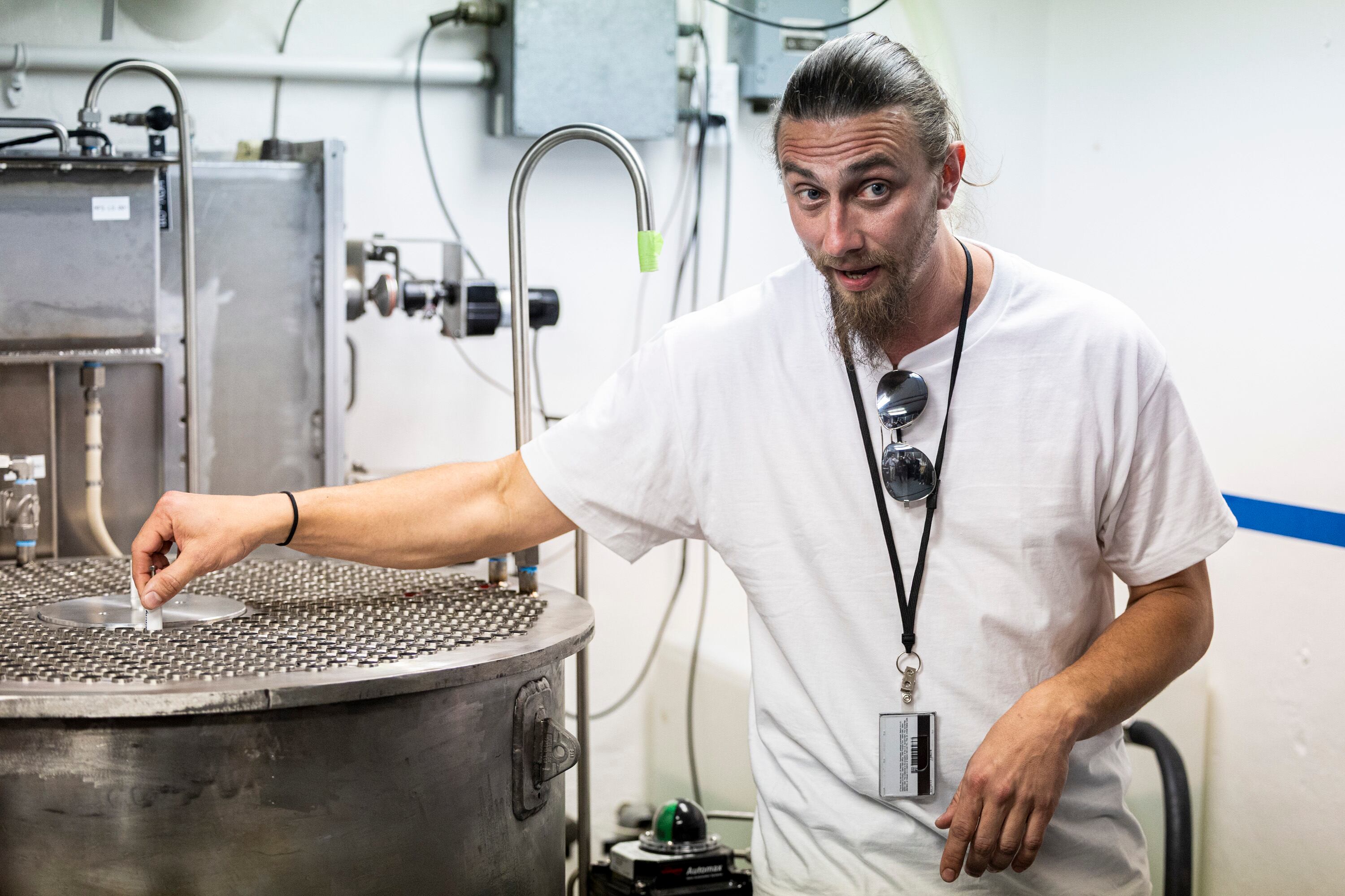 Lance Maul, co-founder and chief operating officer of Deployable Energy, talks about the Unity microreactor housed inside the Hot Fuel Examination Facility during a tour of the Materials and Fuels Complex at Idaho National Laboratory, located west of Idaho Falls, Idaho, on Wednesday.