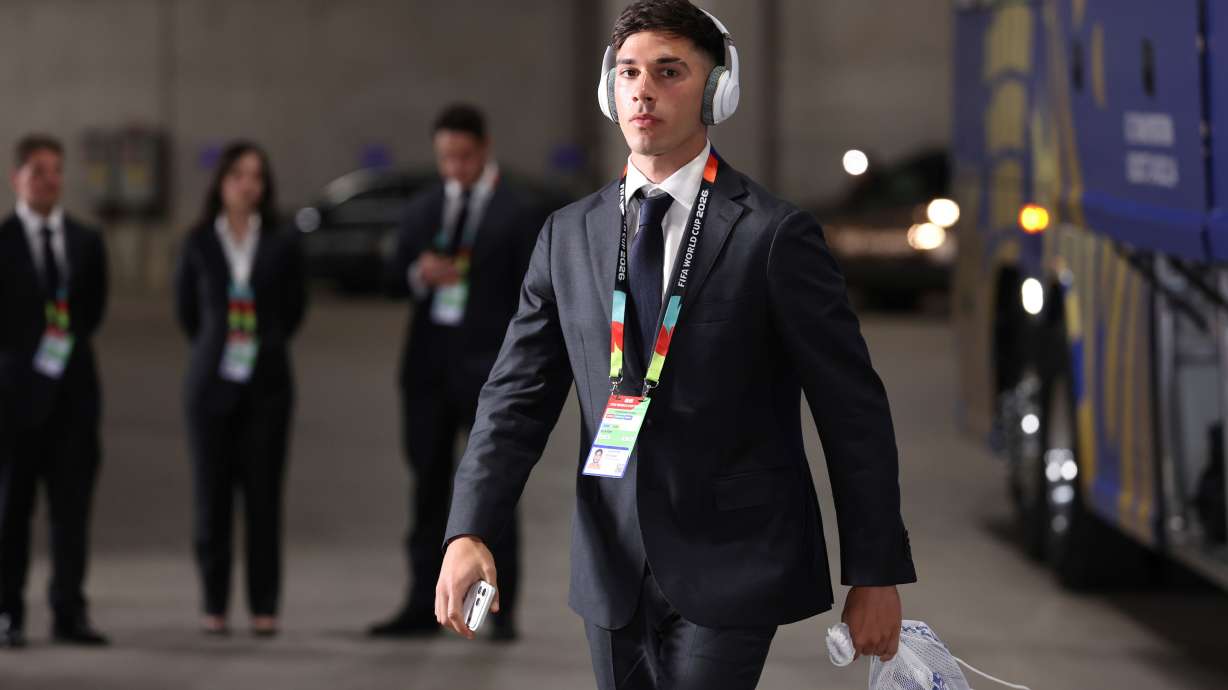Australia's Cristian Volpato arrives at the stadium ahead the World Cup round of 32 soccer match between Australia and Egypt in Arlington, Texas, near Dallas, Friday, July 3, 2026.
