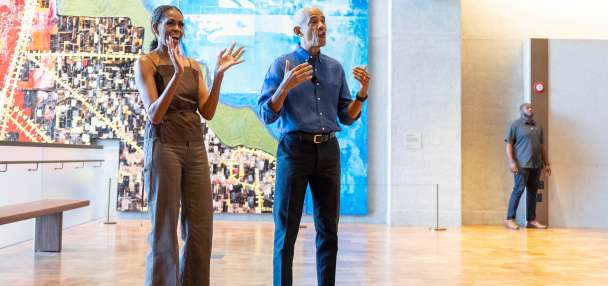 Former President Barack Obama surprises WNBA All-Stars at their practice at his Presidential Center