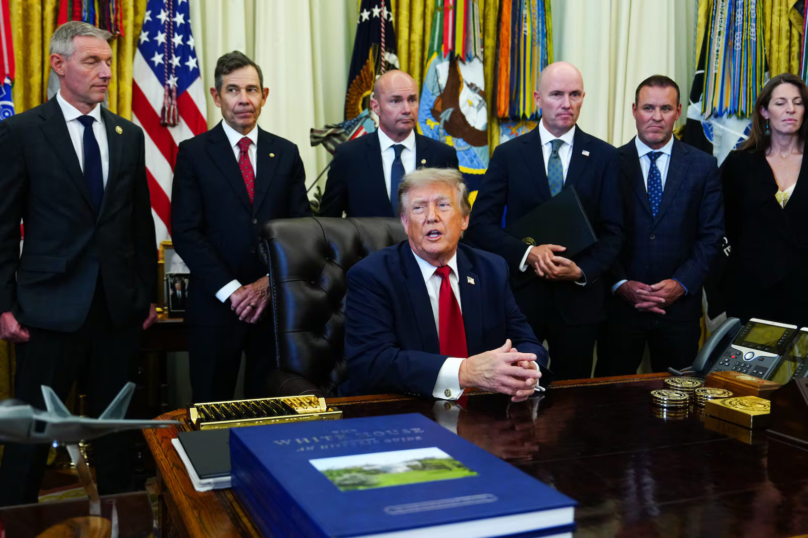President Donald Trump speaks after signing executive orders modifying the Bears Ears National Monument and the Grand Staircase-Escalante National Monument in the Oval Office of the White House, July 13, in Washington. A group of outdoor brands sent a letter on Friday expressing opposition to the order.