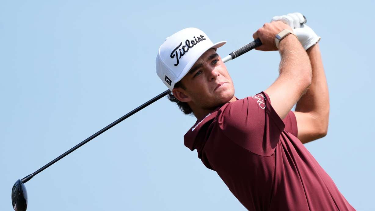 Jackson Koivun hits from the sixth tee during the first round of the 3M Open golf tournament at the Tournament Players Club Thursday, July 23, 2026, in Blaine, Minn.