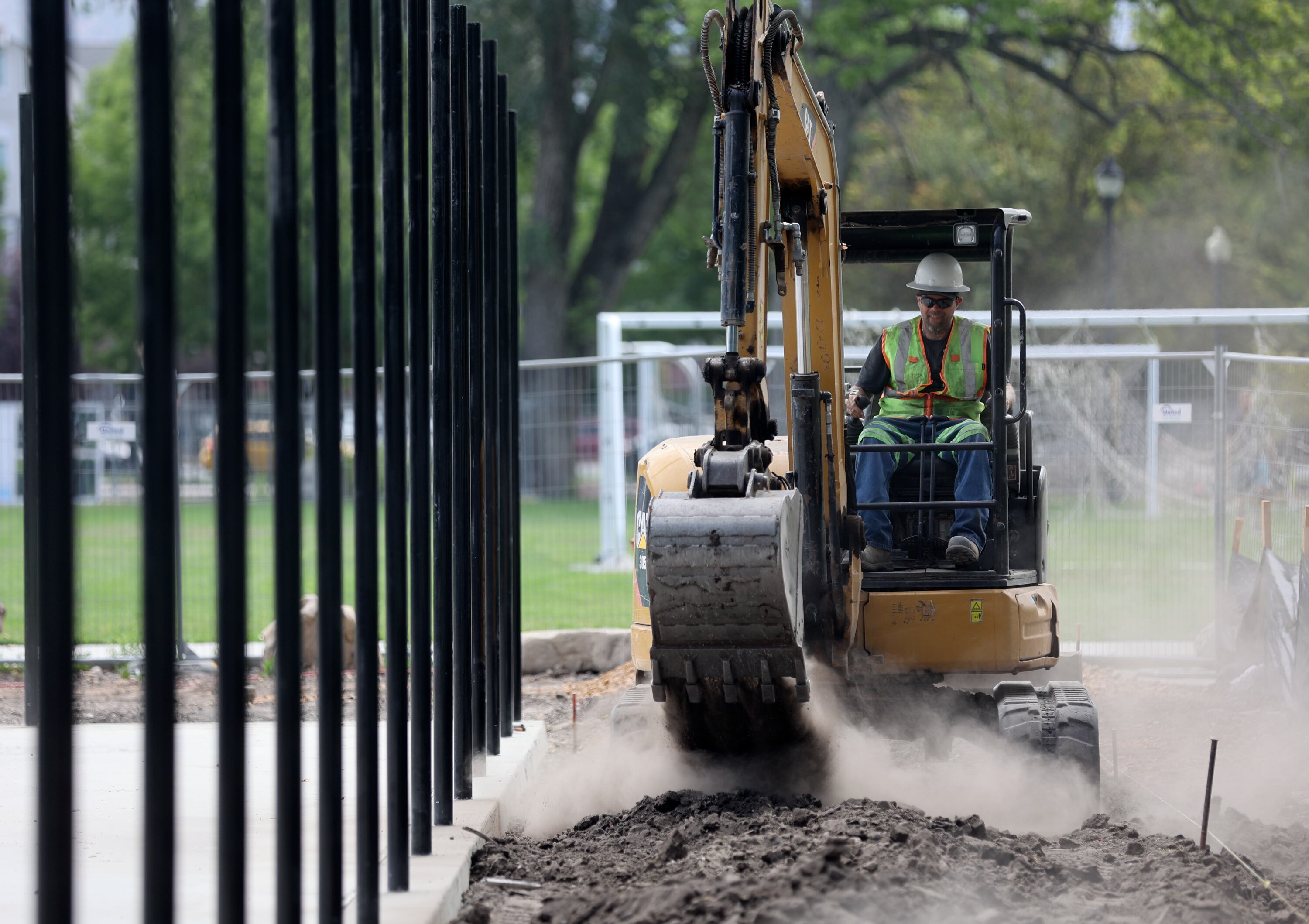 Construction continues at Pioneer Park in Salt Lake City on July 15.